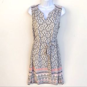 AUW Anthropologie Sleeveless Tie Dress Gray size 8